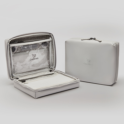 grey version of the OneNine5 wash bag