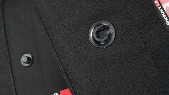 close-up of the SNAP fasteners on the system