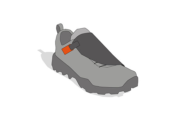 Fastening concept on footwear for a flap