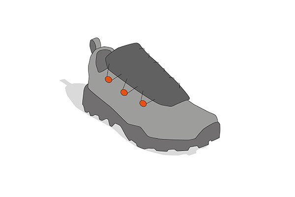 Footwear fastening concept for tarp covering