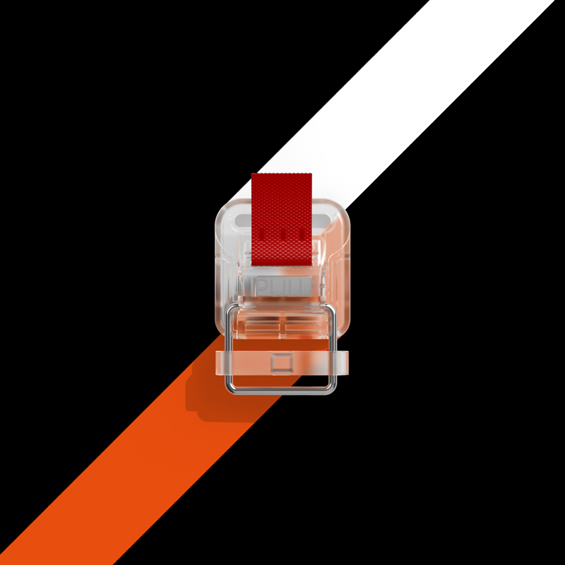 transparency of the HOOK 25 buckle version visualized with different coloured strips behind the buckle