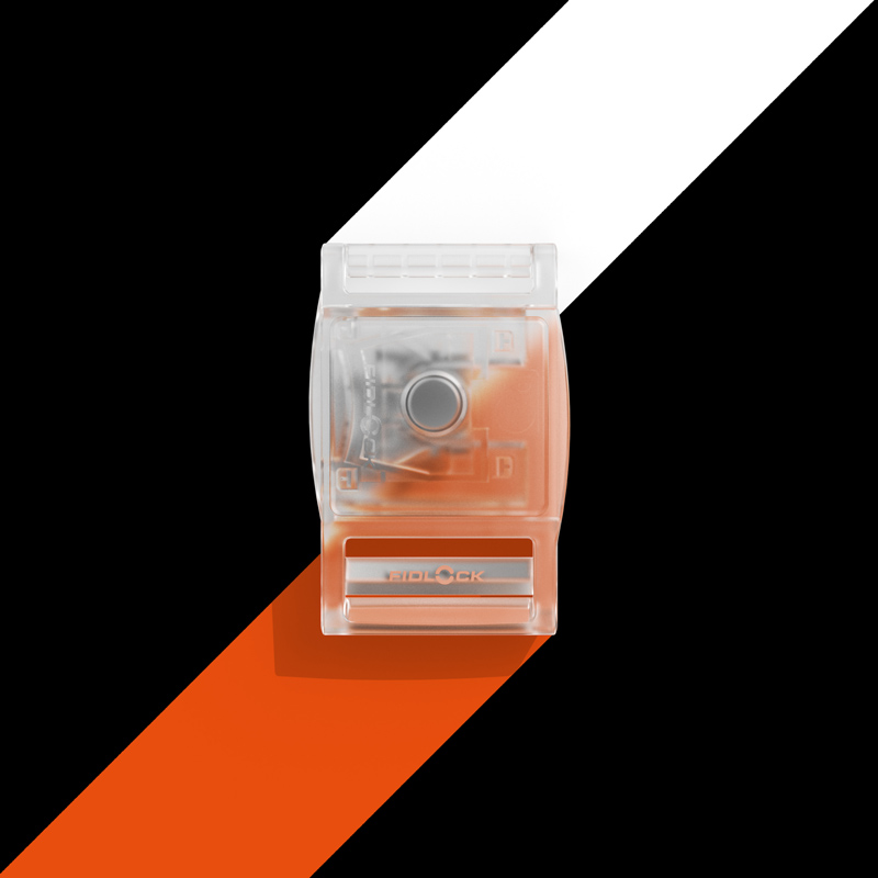 transparency of the SNAP buckle flat 30 version visualized with different coloured strips behind the buckle