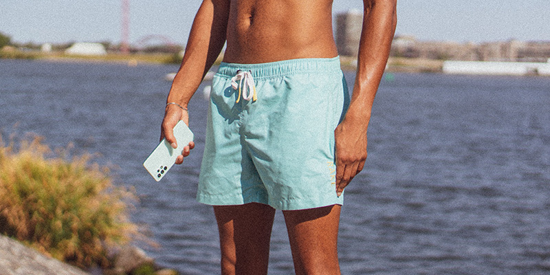 Lifeshot swimshorts at the ocean