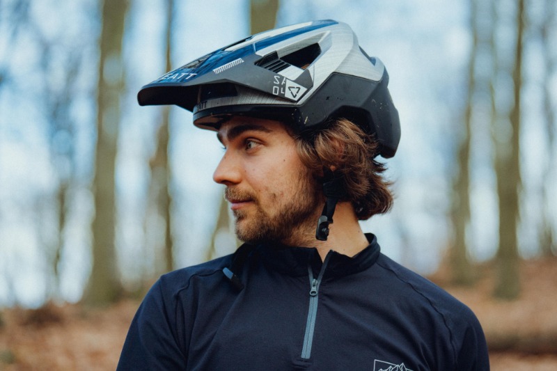 Man with bike helmet