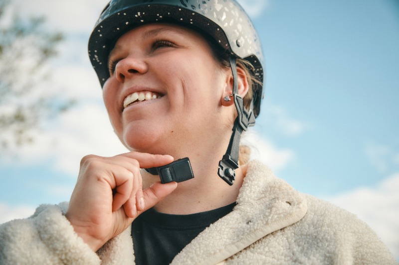 Woman with Bike helmet
