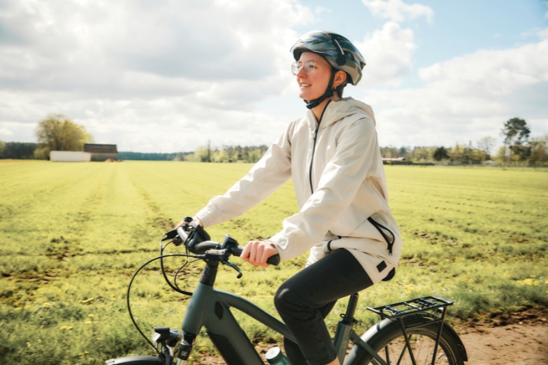Woman riding bike