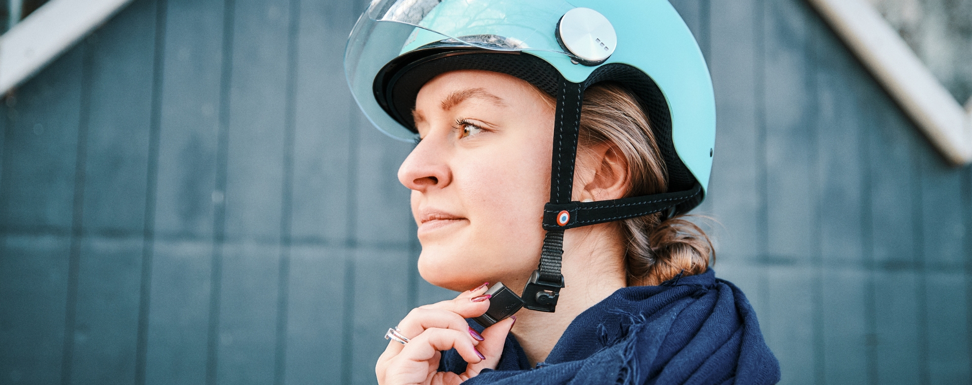 Woman with NACA helmet