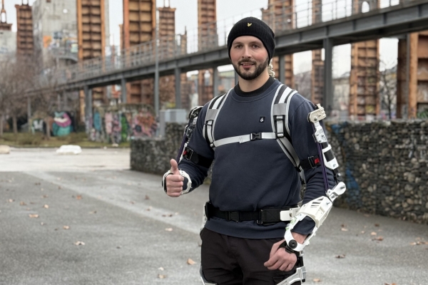 Portrait of Andrea Piccinno wearing Exoskeleton